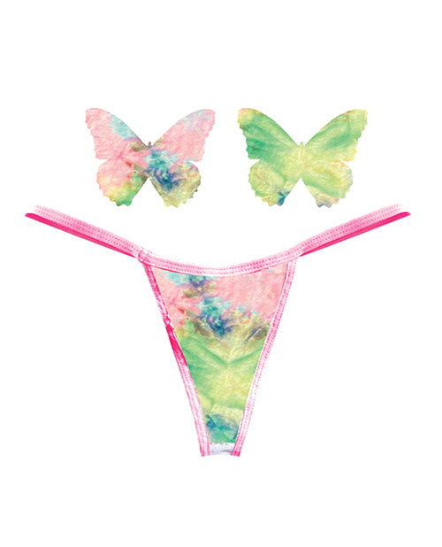 Neva Nude Naughty Knix Rainbow Sherbet Velvet G-String &amp; Pasties - (Color Varies) Multi O/S