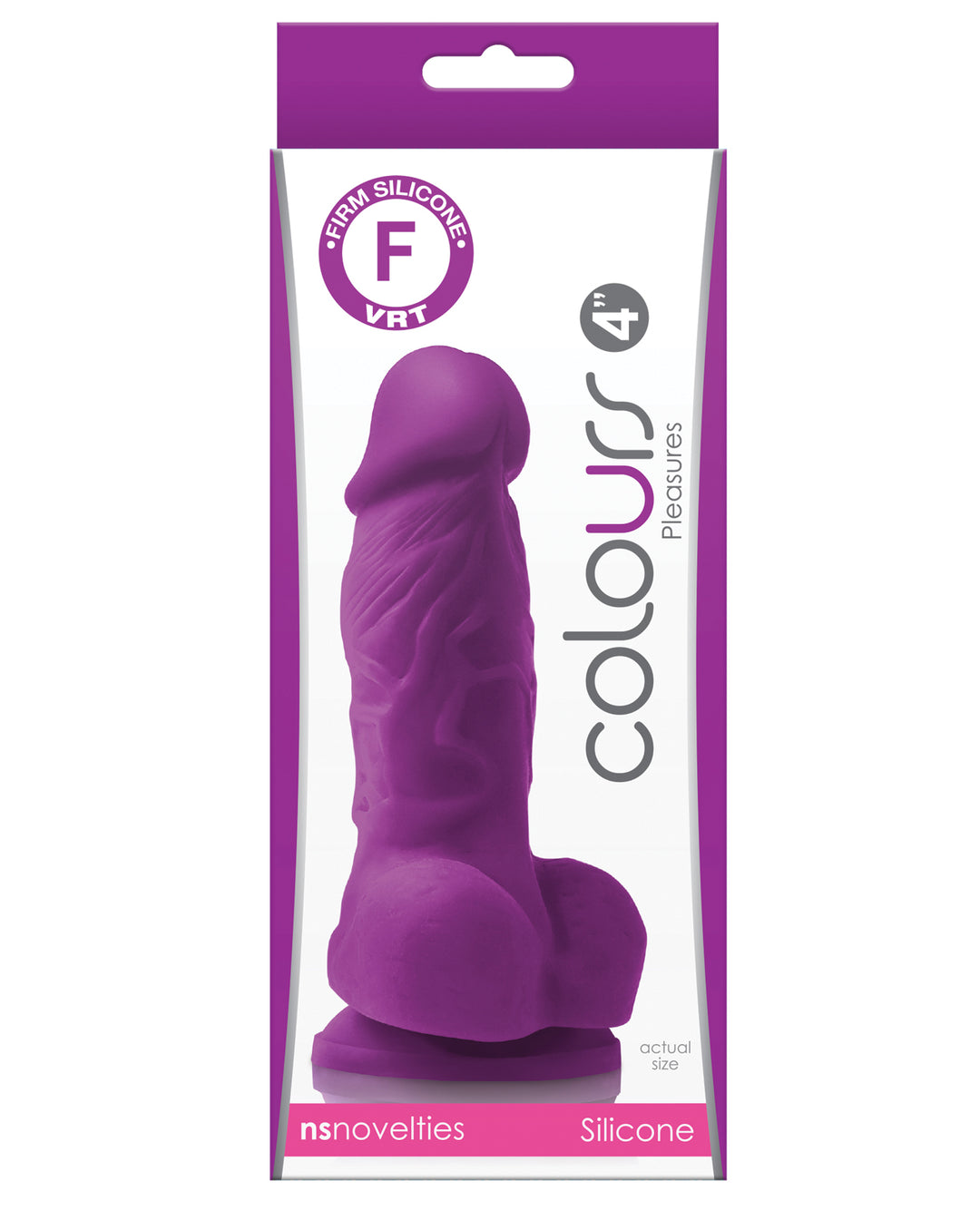 Colours Pleasures 4" Dong w/Balls &amp; Suction Cup - Purple