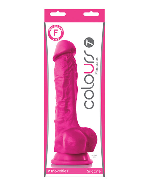 Colours Pleasures 7" Dong w/Balls &amp; Suction Cup - Pink
