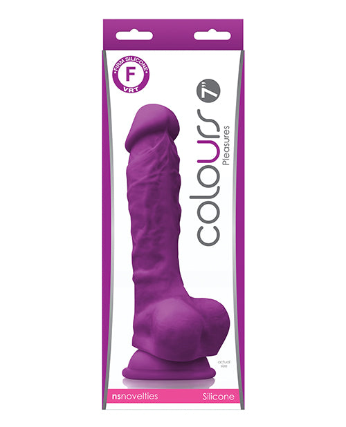 Colours Pleasures 7" Dong w/Balls &amp; Suction Cup - Purple