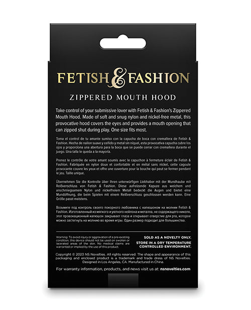 Fetish &amp; Fashion Zippered Mouth Hood - Black
