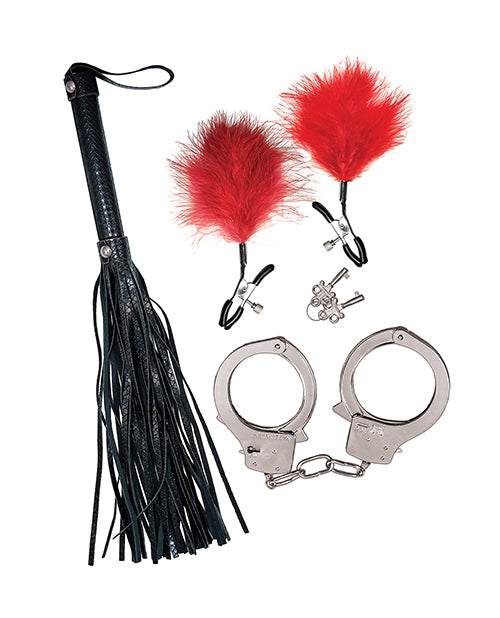 Bondage by Nasstoys Whip &amp; Cuff Set - Red