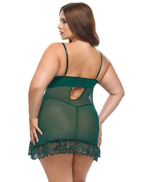 Valentine Lacey Babydoll w/G-String - Green 1X/2X