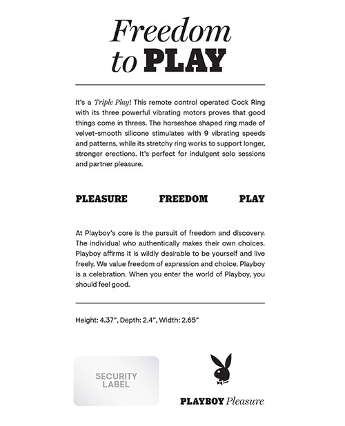 Playboy Pleasure Triple Play Cock Ring - 2 AM