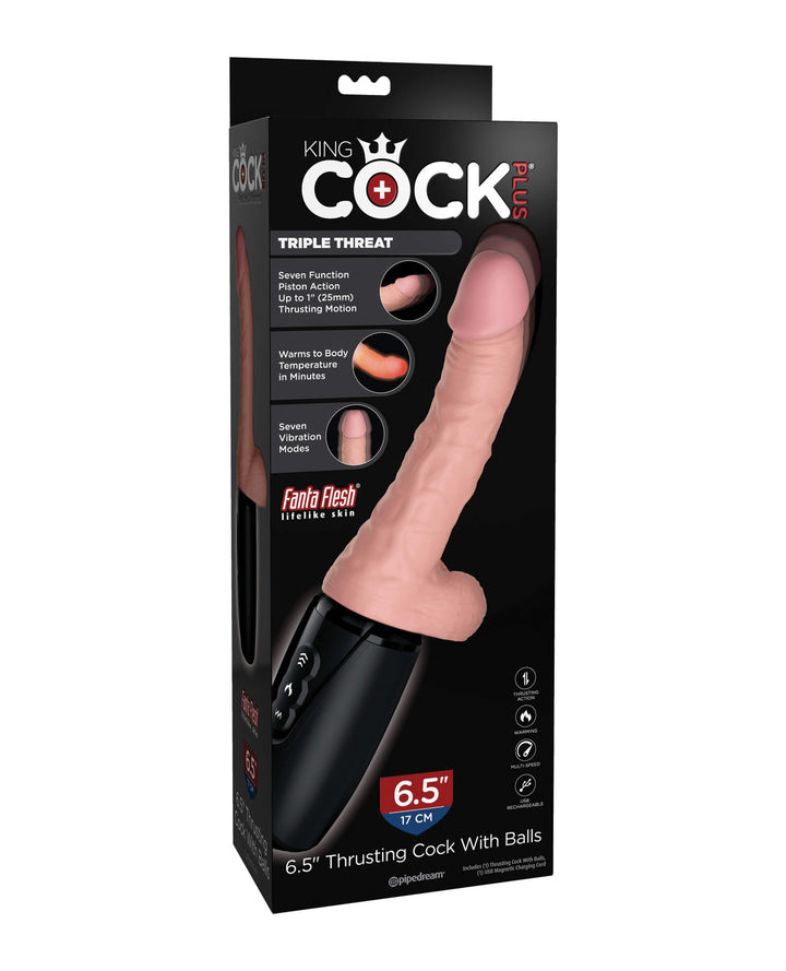 King Cock Plus Thrusting, Warming &amp; Vibrating 6.5" Triple Threat Dong