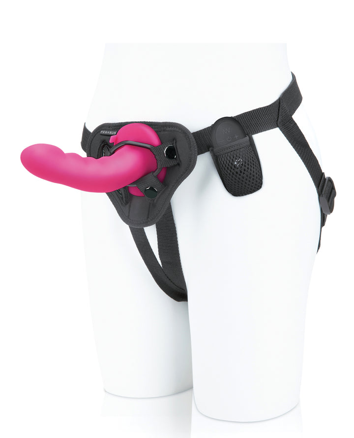 Pegasus 6" Rechargeable Ripple Peg w/Adjustable Harness &amp; Remote - Pink