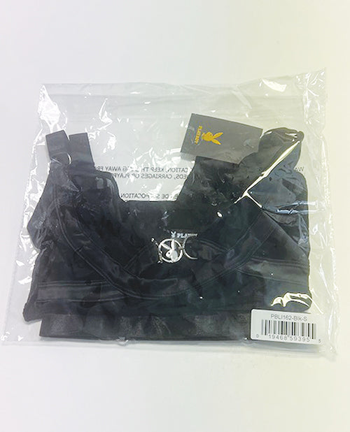 Playboy Bunny Charm Mesh Bralette w/Thong 2 pc Set - Black SM
