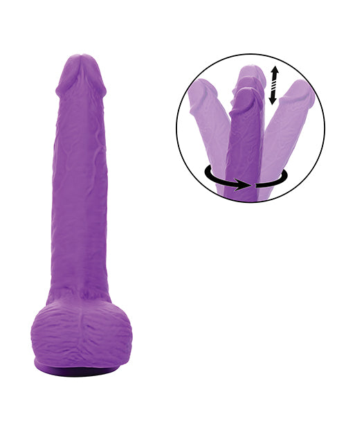 Silicone Studs Rechargeable Gyrating &amp; Thrusting Vibrator - Purple