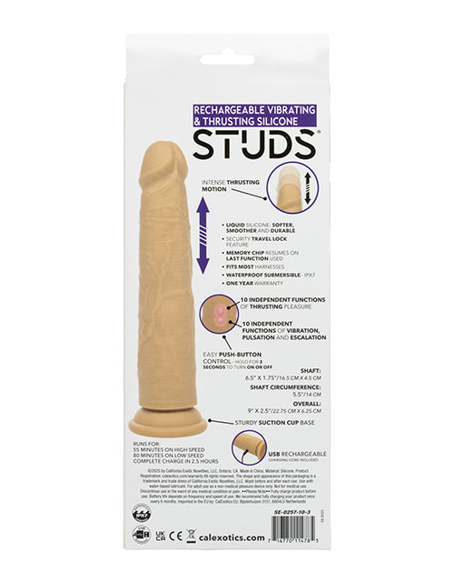 Rechargeable Vibrating &amp; Thrusting Silicone Studs - Ivory