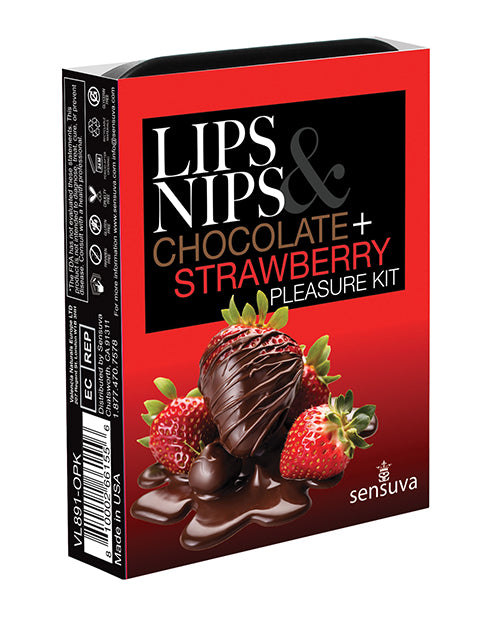 Sensuva Lips &amp; Nips Pleasure Kit - Chocolate Nip Zip + Chocolate Strawberry XBalm + 50 Ways to Kiss Guide
