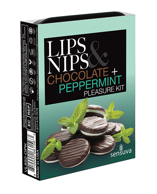 Sensuva Lips &amp; Nips Pleasure Kit - Chocolate Nip Zip + Chocolate Peppermint XBalm + 50 Ways to Kiss Guide