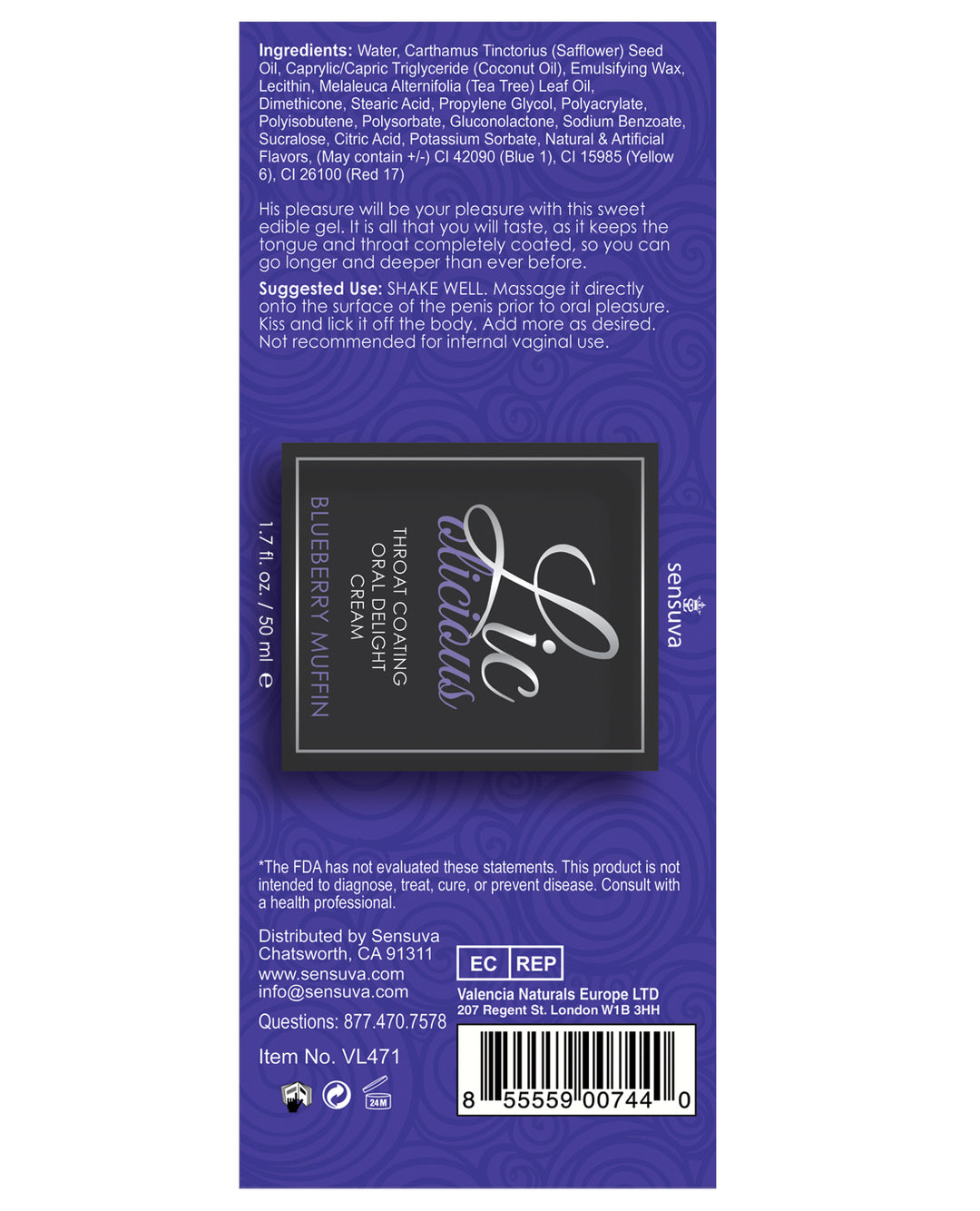 Lic O Licious Oral Delight Cream - 1.7 oz Blueberry Muffin