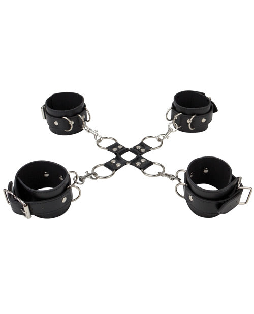 Shots Ouch Leather Hand &amp; Leg Cuffs - Black