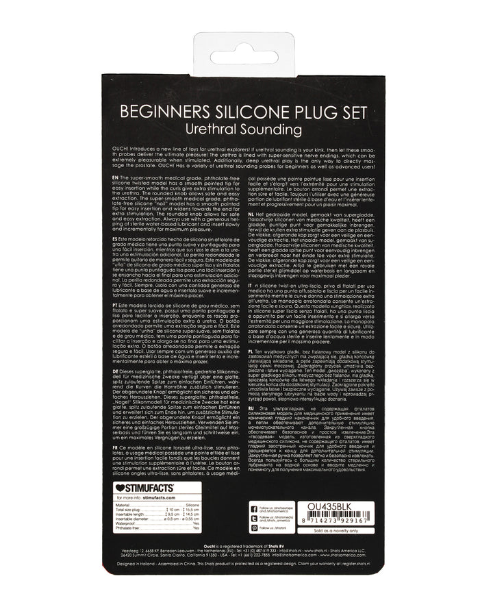 Shots Ouch Urethral Sounding Beginner's Silicone Plug Set - Black