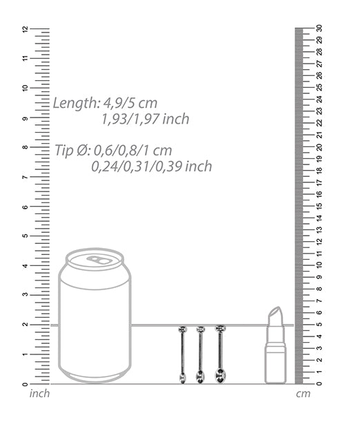 Shots Ouch Urethral Sounding Metal Plug Set - 49/50 mm