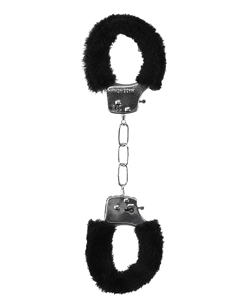 Shots Ouch Black &amp; White Beginner's Furry Hand Cuffs - Black