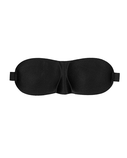 Shots Ouch Black &amp; White Satin Curvy Eye Mask w/Elastic Straps - Black