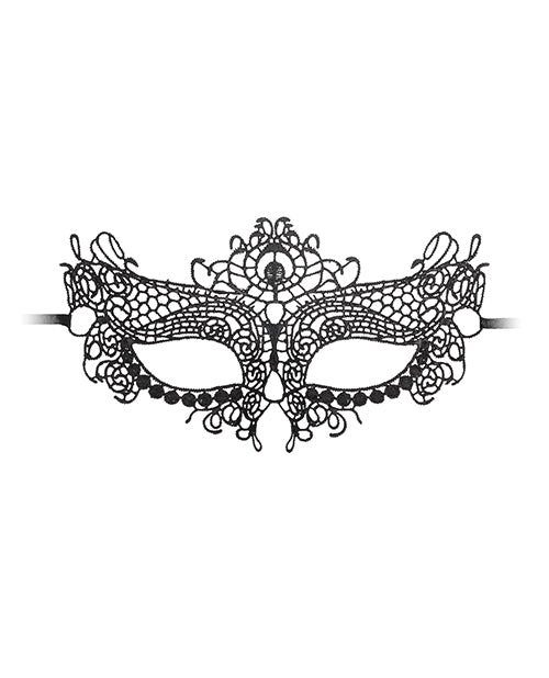 Shots Ouch Black &amp; White Lace Eye Mask - Queen Black