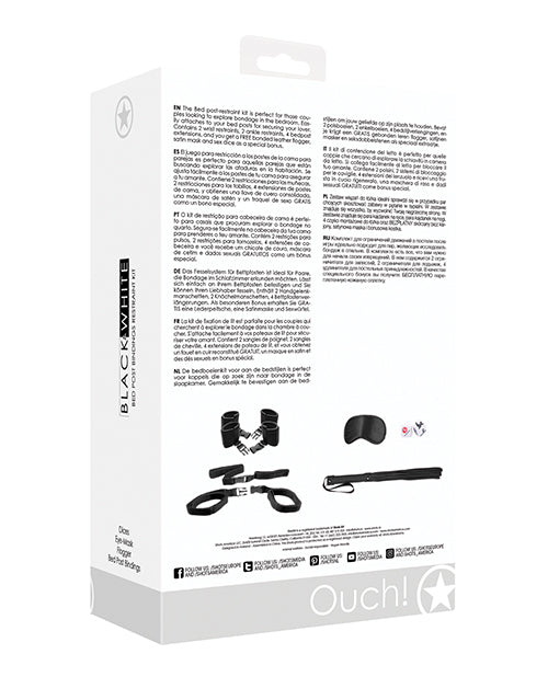 Shots Ouch Black &amp; White Bed Post Bindings Restraint Kit - Black
