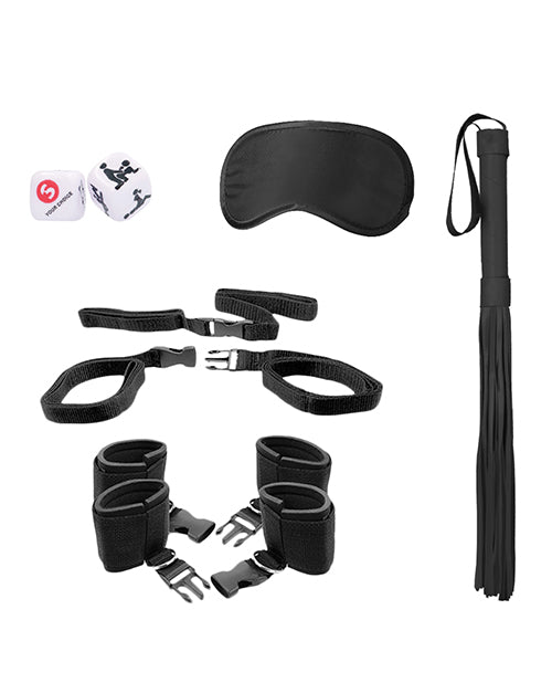 Shots Ouch Black &amp; White Bed Post Bindings Restraint Kit - Black