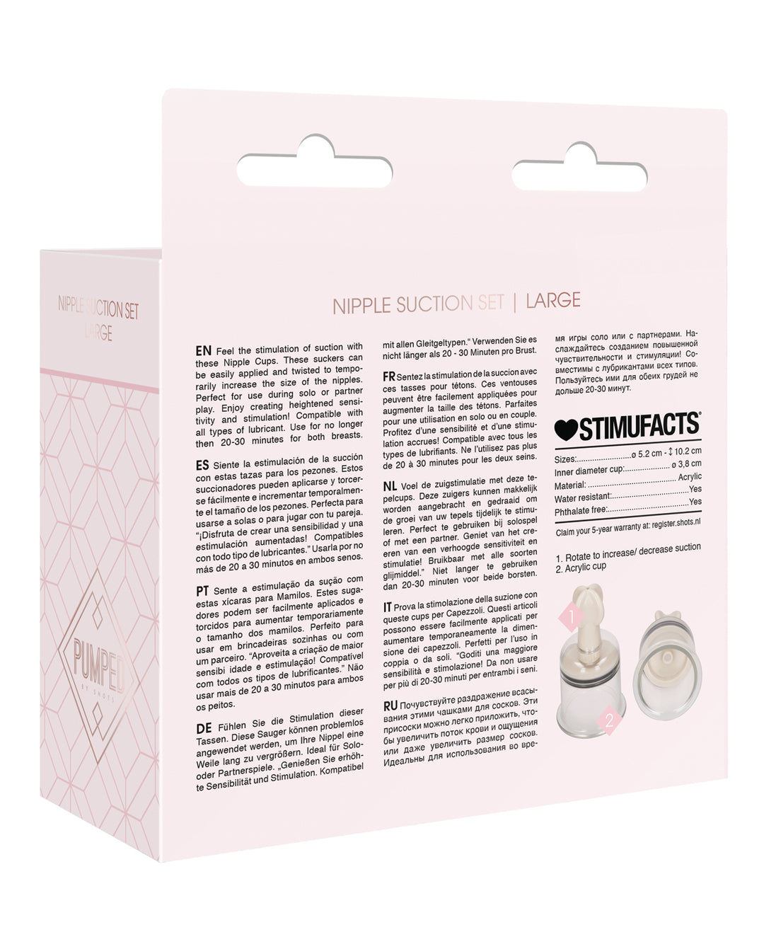 Shots Pumped Nipple Suction Set - Large Clear