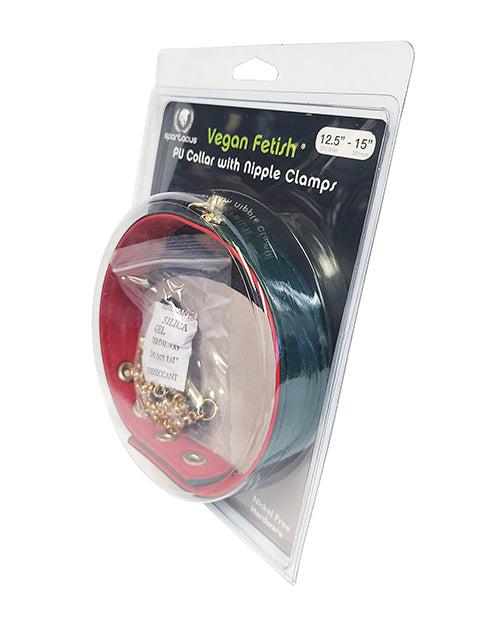 Spartacus PU Collar w/Nipple Clamps - Green