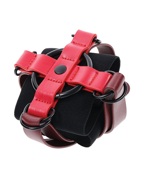 Sex &amp; Mischief Ex's &amp; Oh's Cross Cuffs - Red/Black