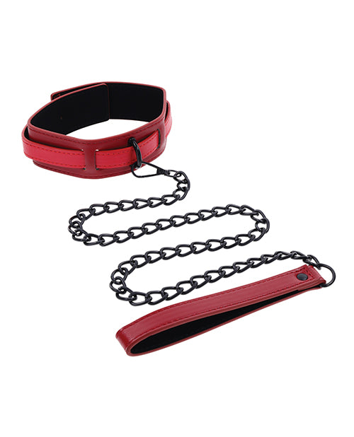 Sex &amp; Mischief Ex's &amp; Oh's Collar &amp; Leash - Red/Black