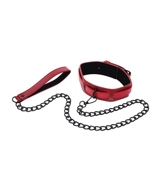 Sex &amp; Mischief Ex's &amp; Oh's Collar &amp; Leash - Red/Black