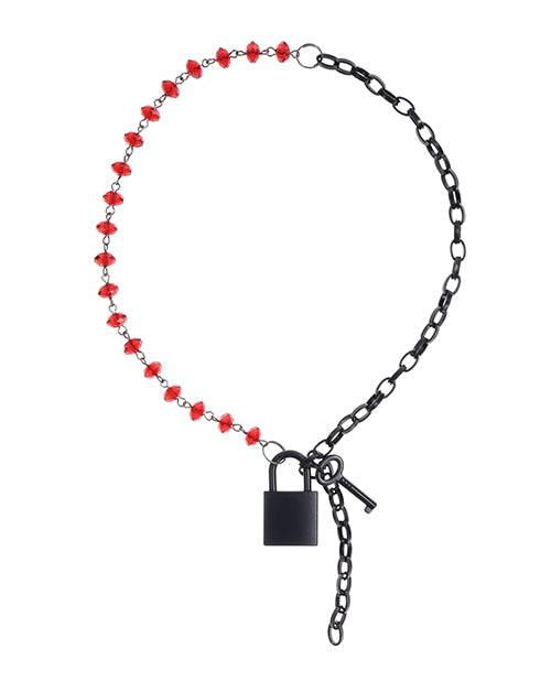 Sex &amp; Mischief Ex's &amp; Oh's Crystal Day Collar - Red/Black