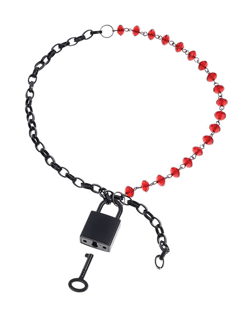 Sex &amp; Mischief Ex's &amp; Oh's Crystal Day Collar - Red/Black