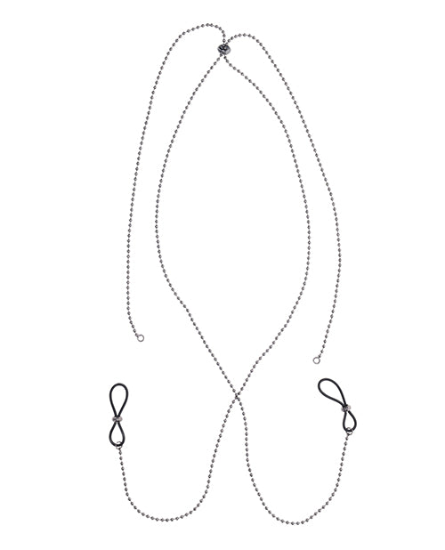 Sex &amp; Mischief Ex's &amp; Oh's Body Jewelry w/Nipple Ties - Black