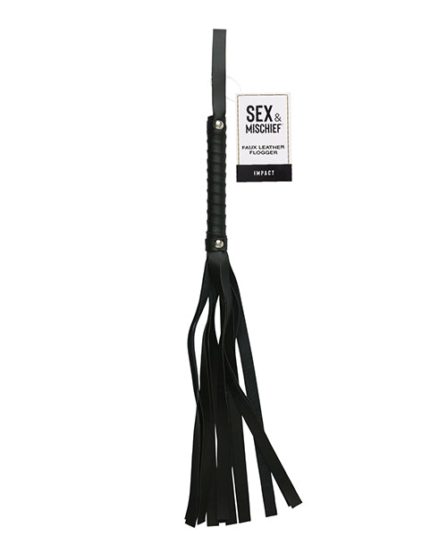 Sex &amp; Mischief Faux Leather Flogger - Black