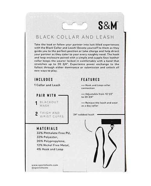 Sex &amp; Mischief Leash &amp; Collar - Black
