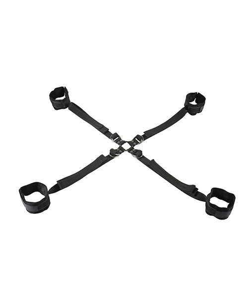 Sportsheets Velvet Noir Adjustable Hog Tie &amp; Cuff Set - Black