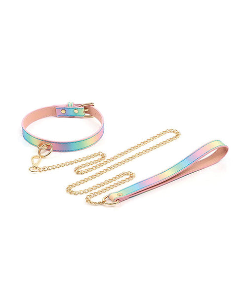 Hello Sexy! Hot Bitch Collar &amp; Leash - Iridescent Rainbow