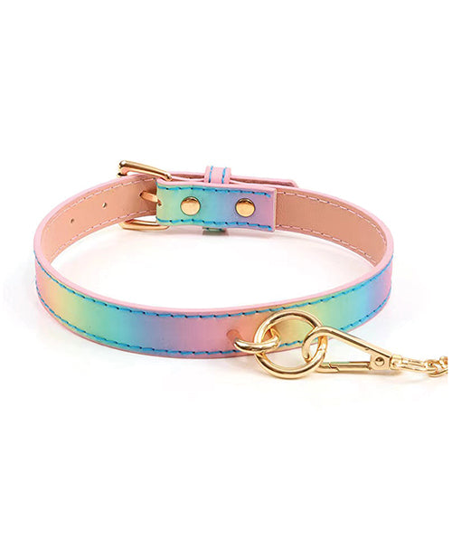Hello Sexy! Hot Bitch Collar &amp; Leash - Iridescent Rainbow