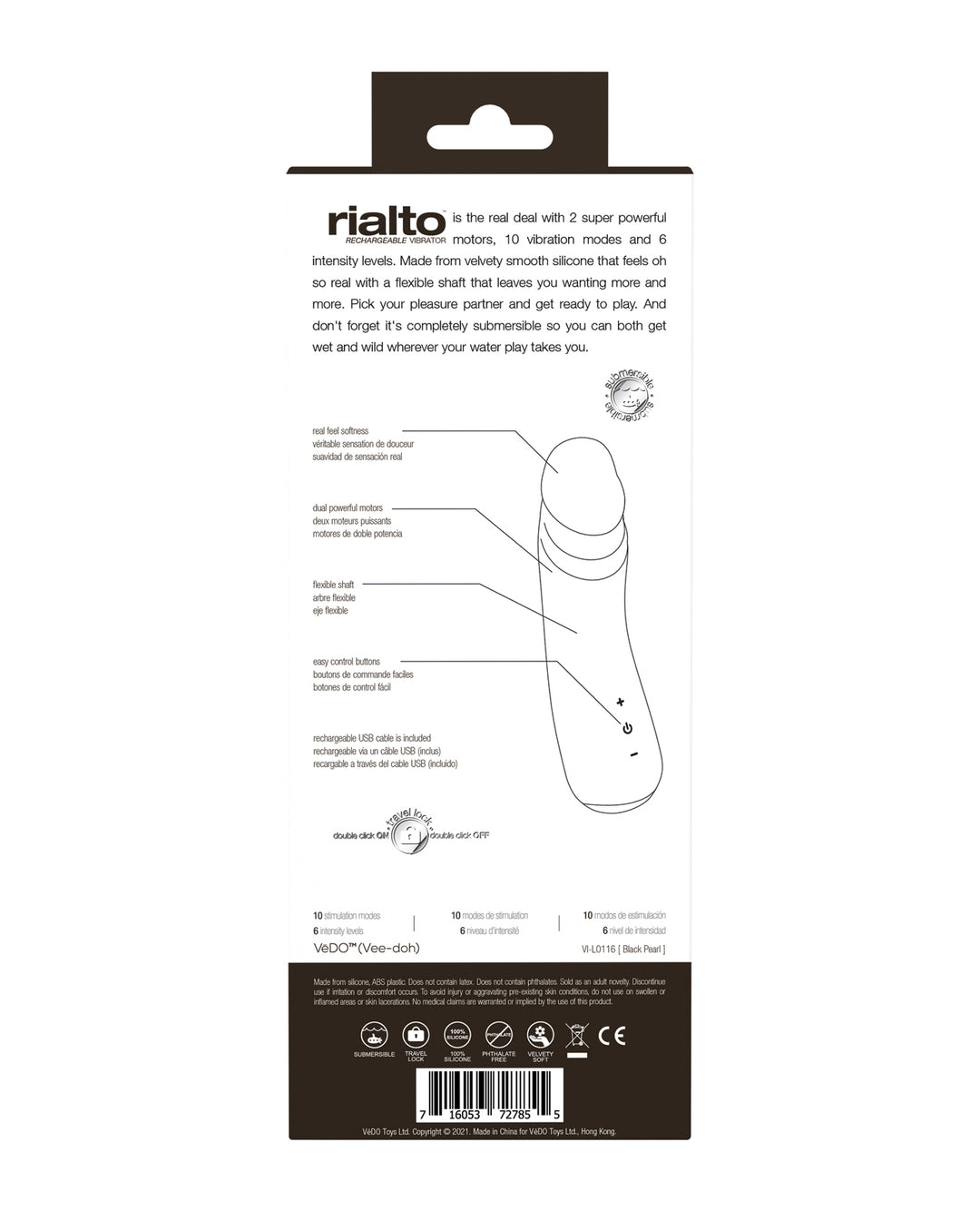 VeDO Rialto Rechargeable Vibe - Black Pearl