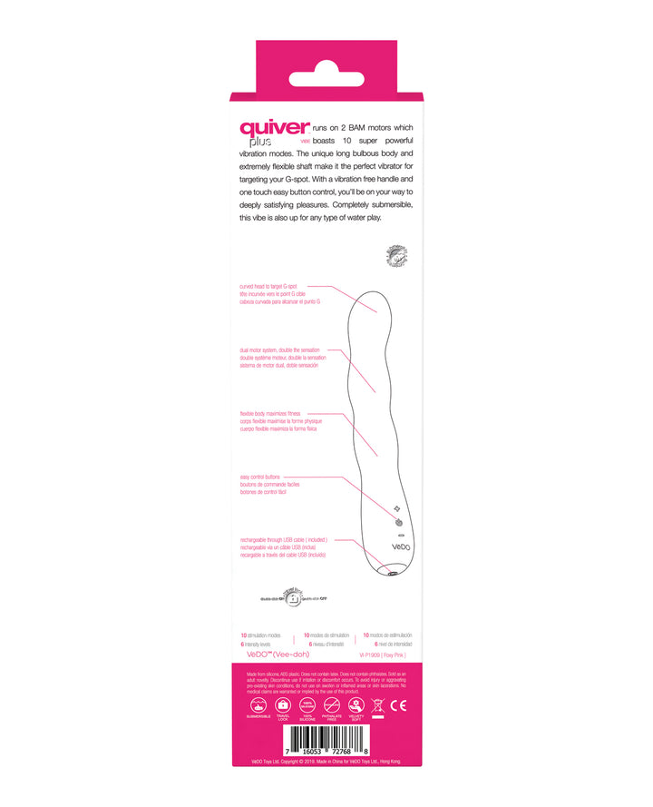 VeDO Quiver Plus Rechargeable Vibe - Foxy Pink