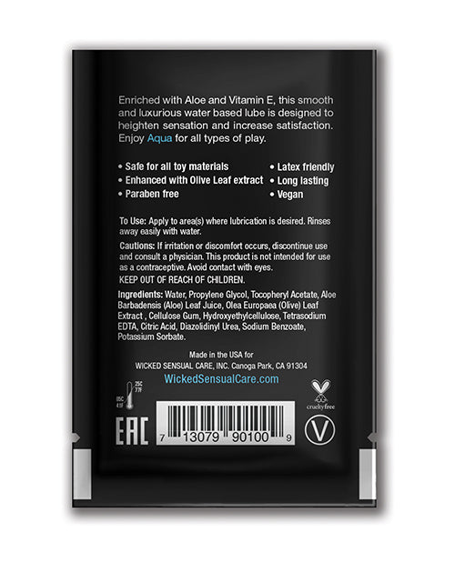 Wicked Sensual Care Aqua Waterbased Lubricant - .1 oz Fragrance Free