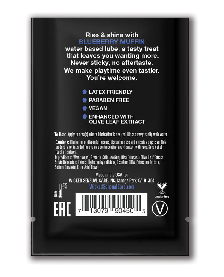 Wicked Sensual Care Water Based Lubricant - .1 oz Blueberry Muffin