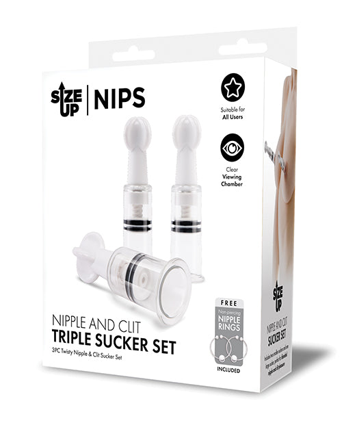 Size Up Nipple &amp; Clit Triple Sucker Set
