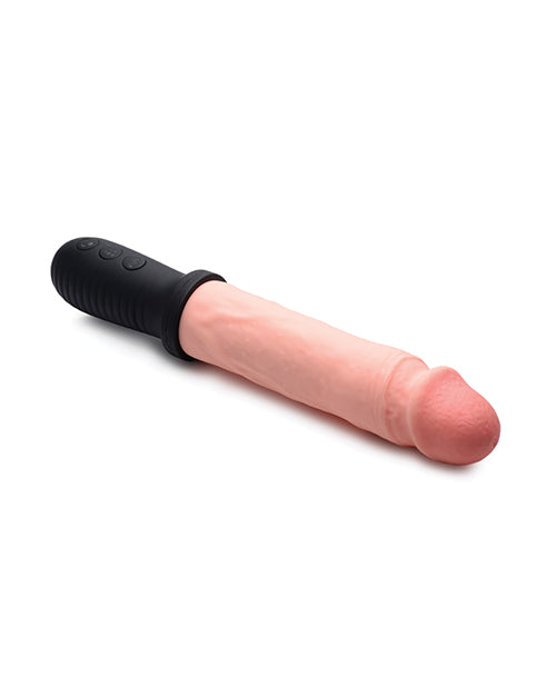 Master Series 8X Auto Pounder Vibrating &amp; Thrusting Dildo w/Handle - Flesh