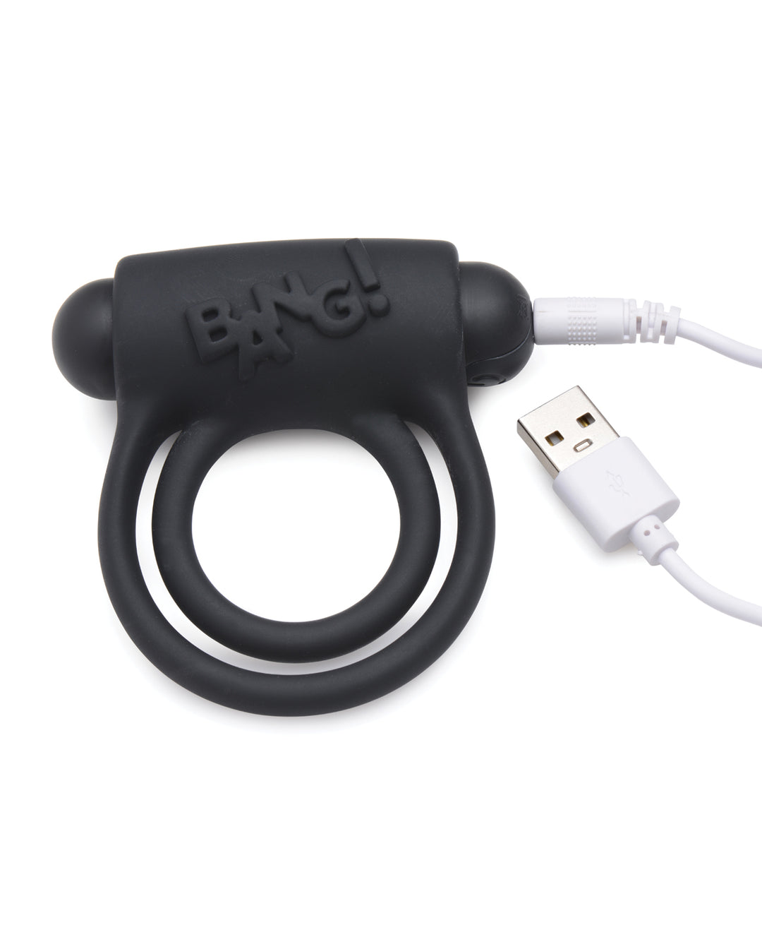 Bang! Vibrating Cock Ring &amp; Bullet w/Remote Control - Black