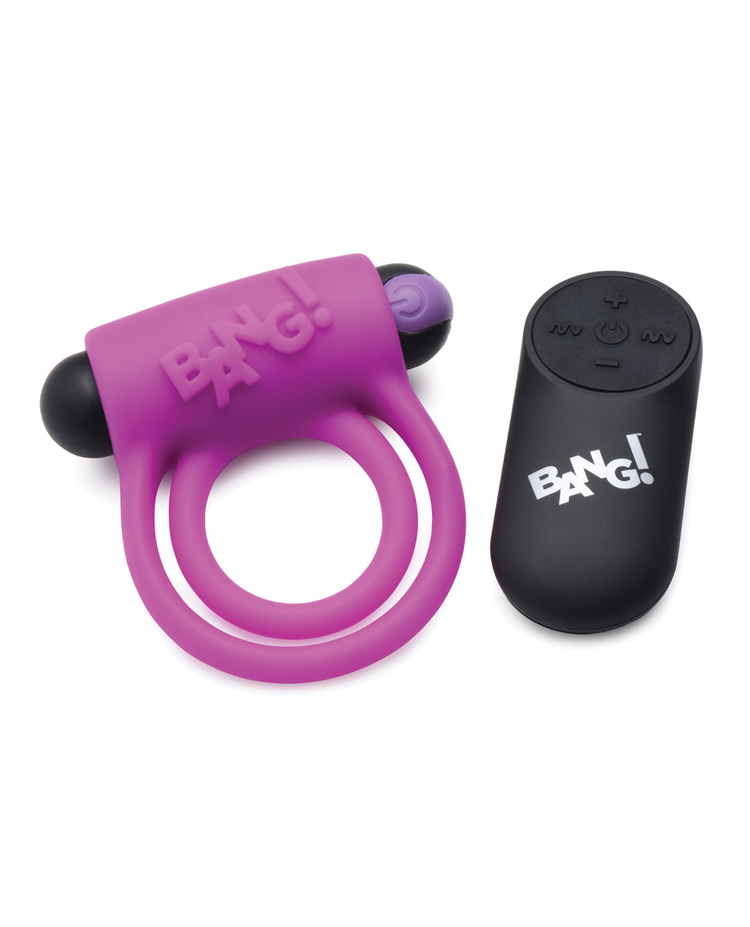 Bang! Vibrating Cock Ring &amp; Bullet w/Remote Control - Purple