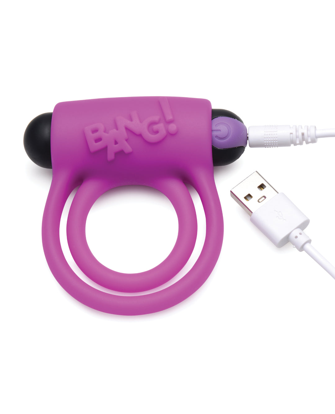 Bang! Vibrating Cock Ring &amp; Bullet w/Remote Control - Purple