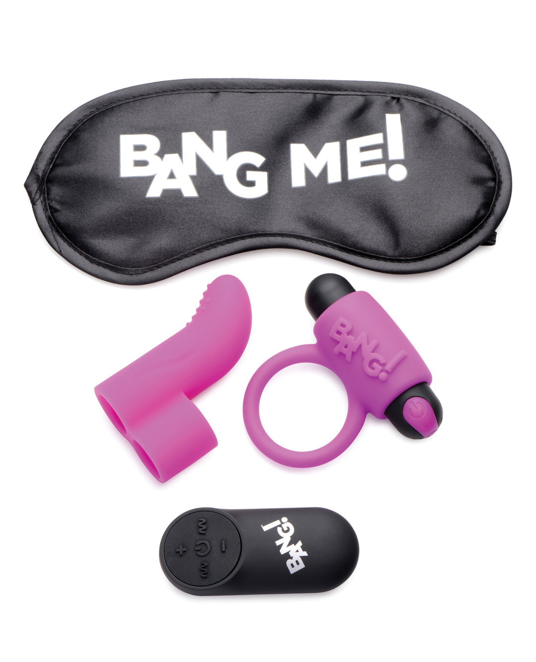Bang! Couple's Kit with RC Bullet, Blindfold, Cock Ring &amp; Finger Vibe - Purple