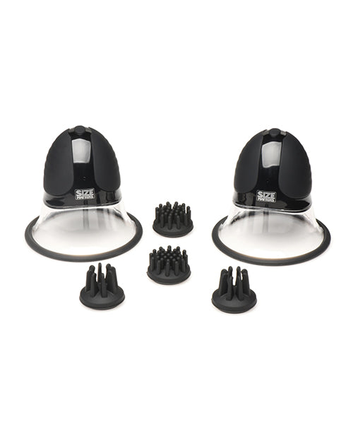 Size Matters 10X Rotating Silicone Nipple Suckers w/4 Attachments - Black