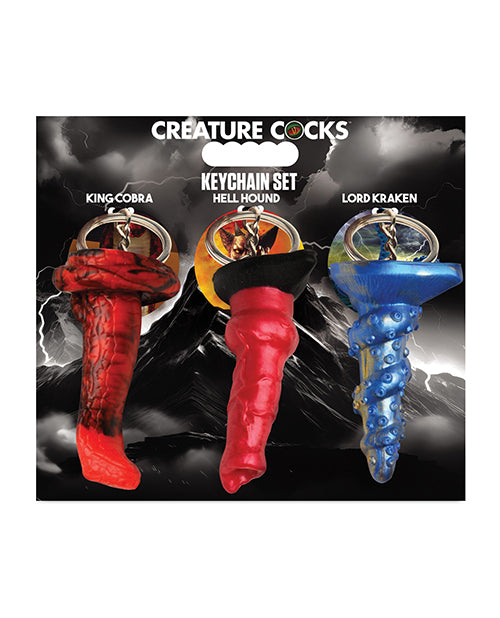 Creature Cocks Hell-Hound, Lord Kraken, &amp; King Cobra Silicone Key Chain Set - Pack of 3 Multi Color