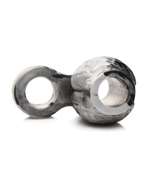 Creature Cocks Night Prowler Silicone Penis Sleeve &amp; Ball Stretcher - Medium, Silver/Black